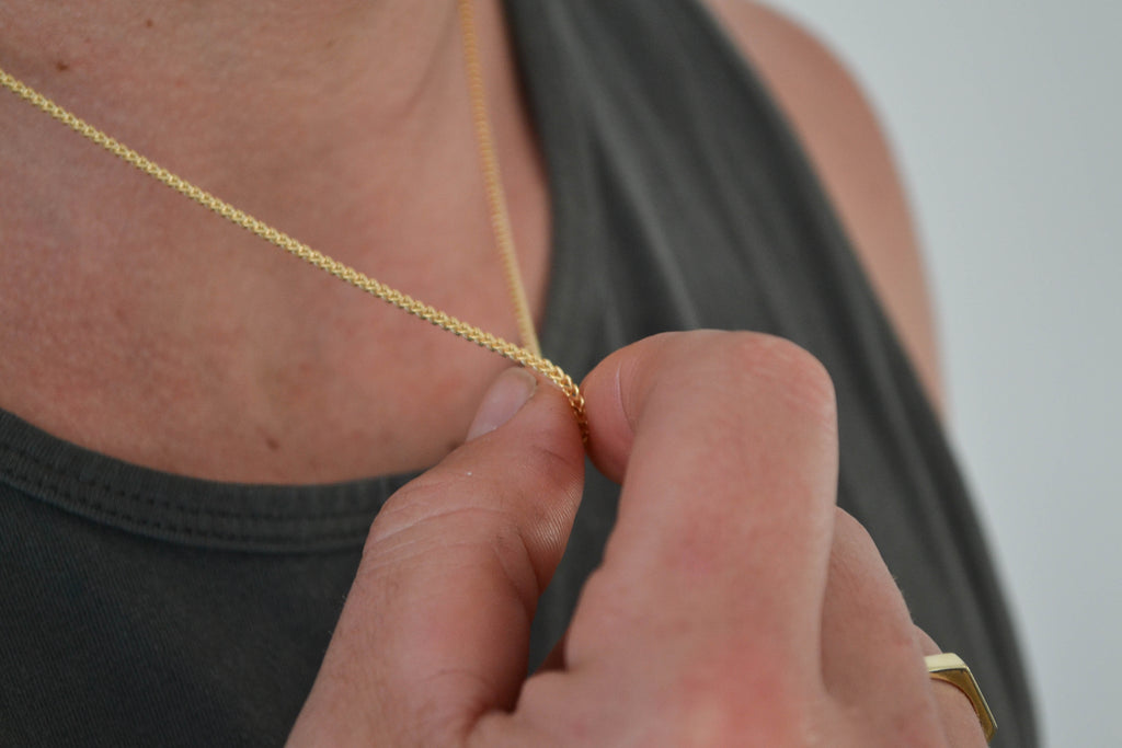 6K Gold Men's Square Franco Necklace