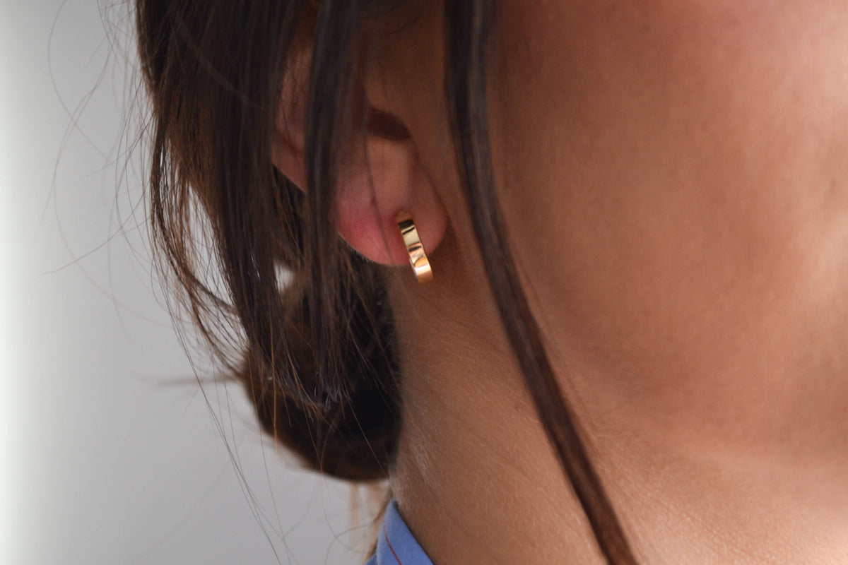 6K Gold Bold Square Hoops