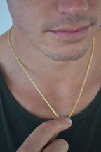 6K Gold Men's Square Franco Necklace