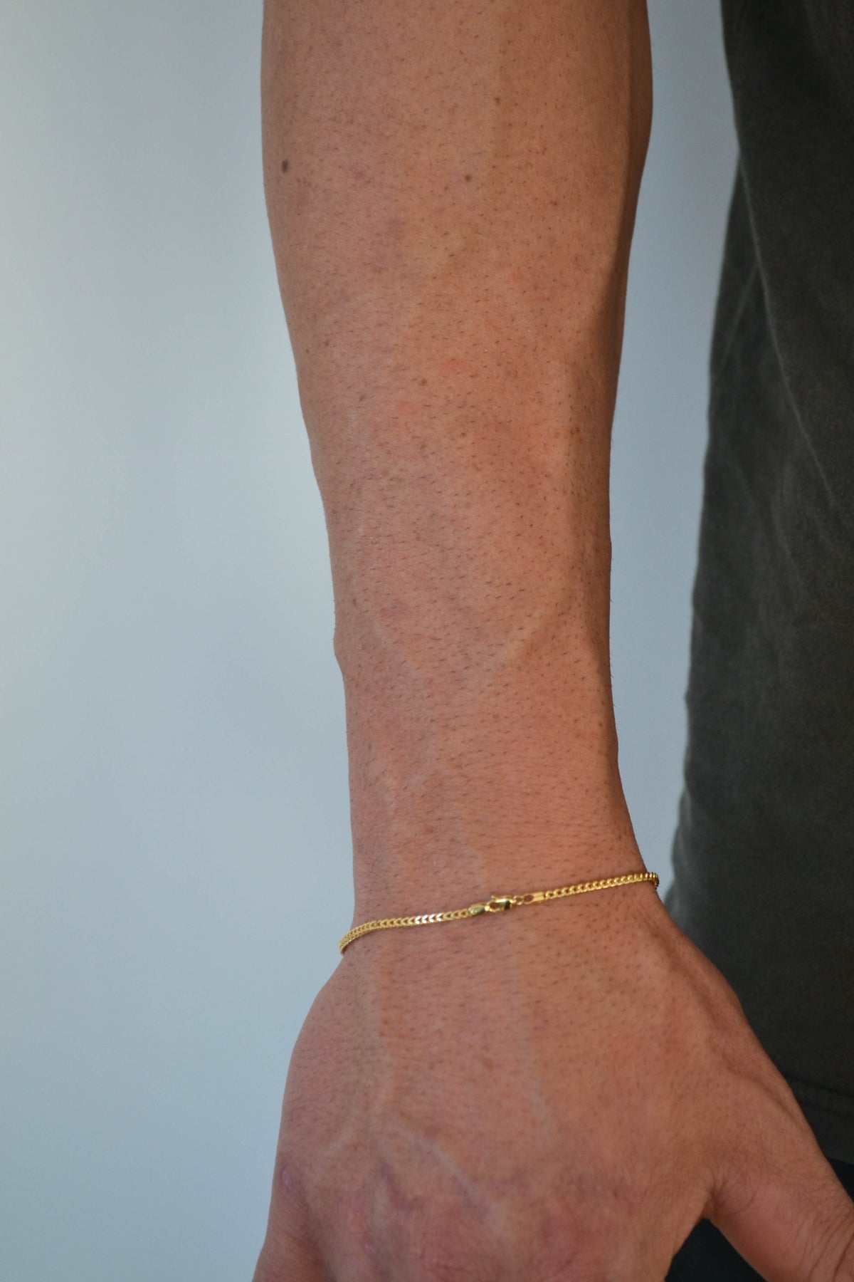 6K Gold Men's Square Franco Bracelet
