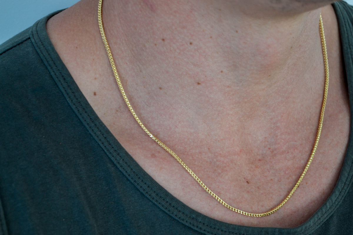 6K Gold Men's Square Franco Necklace