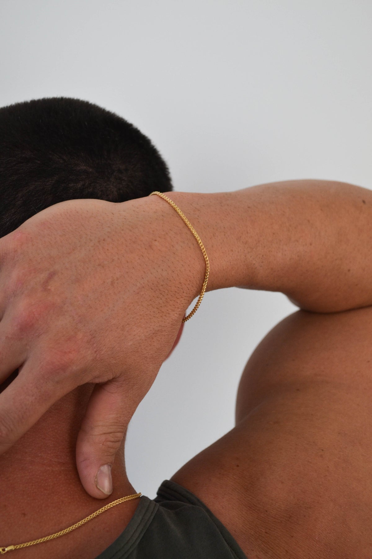6K Gold Men's Square Franco Bracelet