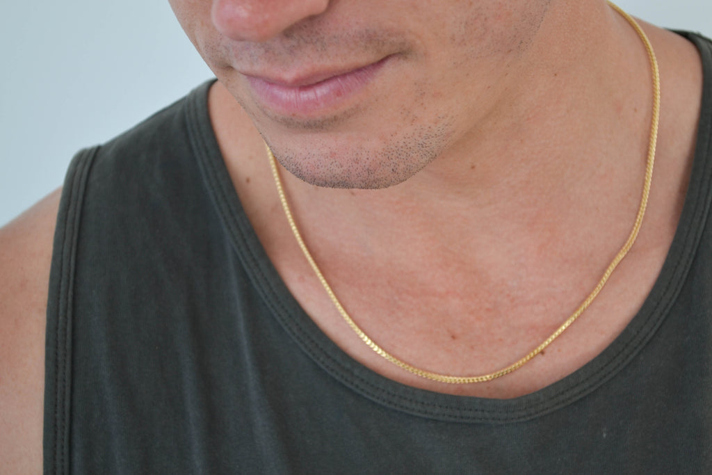 6K Gold Men's Square Franco Necklace