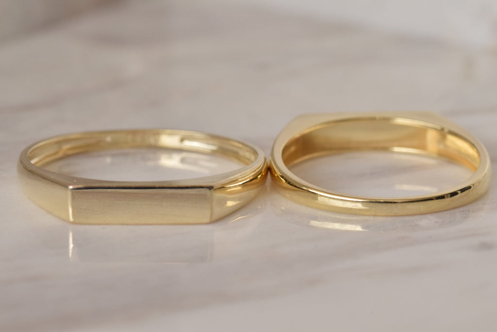 6k Gold Men's Slim Rectangle Signet Ring