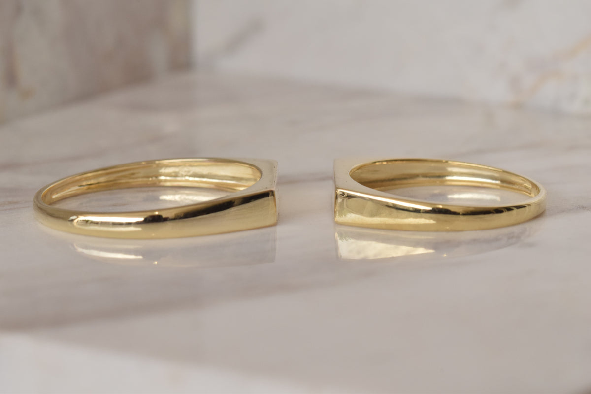 6k Gold Slim Rectangle Signet Ring