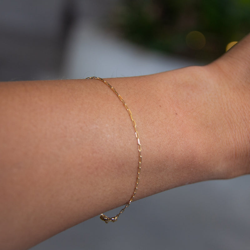 6K Gold Fine Paperclip Bracelet